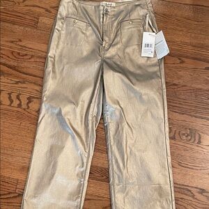 Charlie B Gold Metallic Pants 10